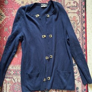 Salvatore Ferragamo cardigan large vintage navy blue